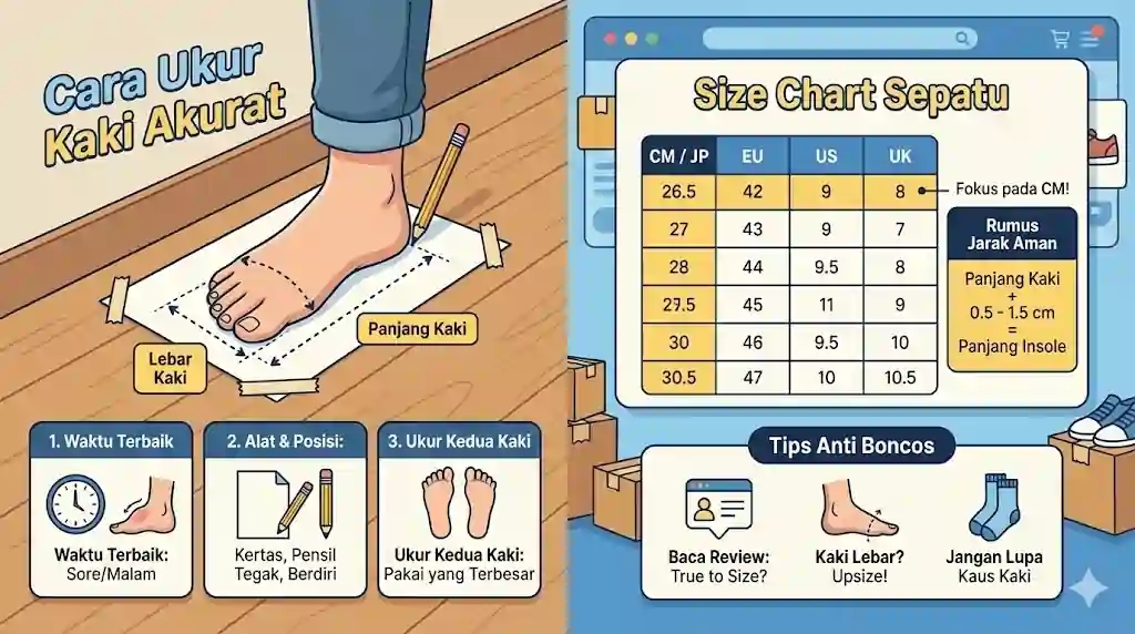 Panduan Cara Ukur Kaki & Baca Size Chart Sepatu